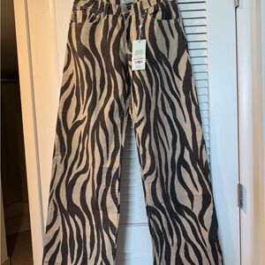 REVICE Black and Tan Flare Wide Leg Jeans